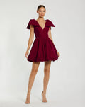 Red Velvet Shoulder Bow Bubble Mini Dress - FINAL SALE