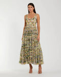 Yellow Multicolor Floral Printed Ruffle Midi Dress
