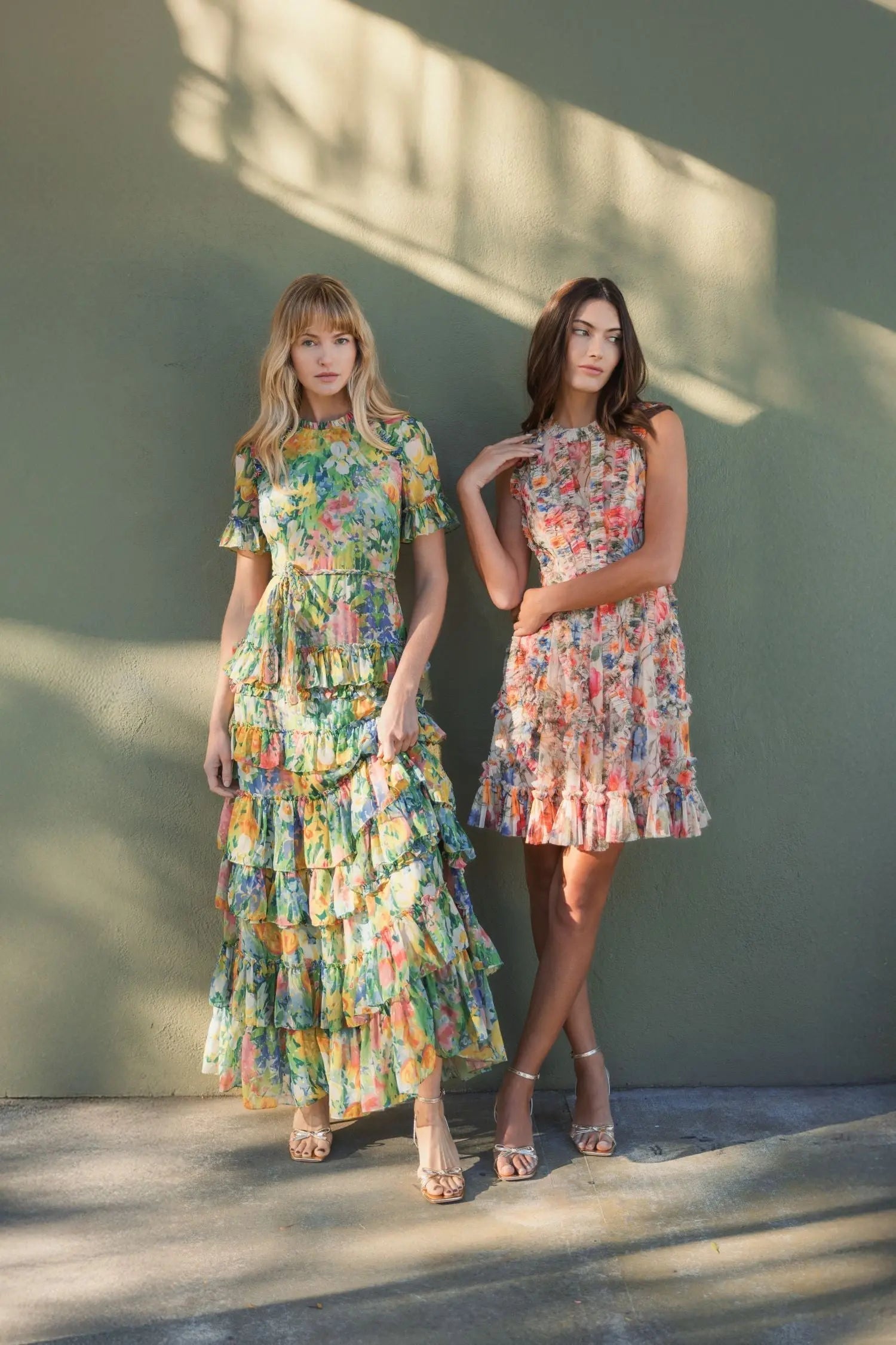 Multicolor Micro Ruffle Floral A-Line Mini Dress
